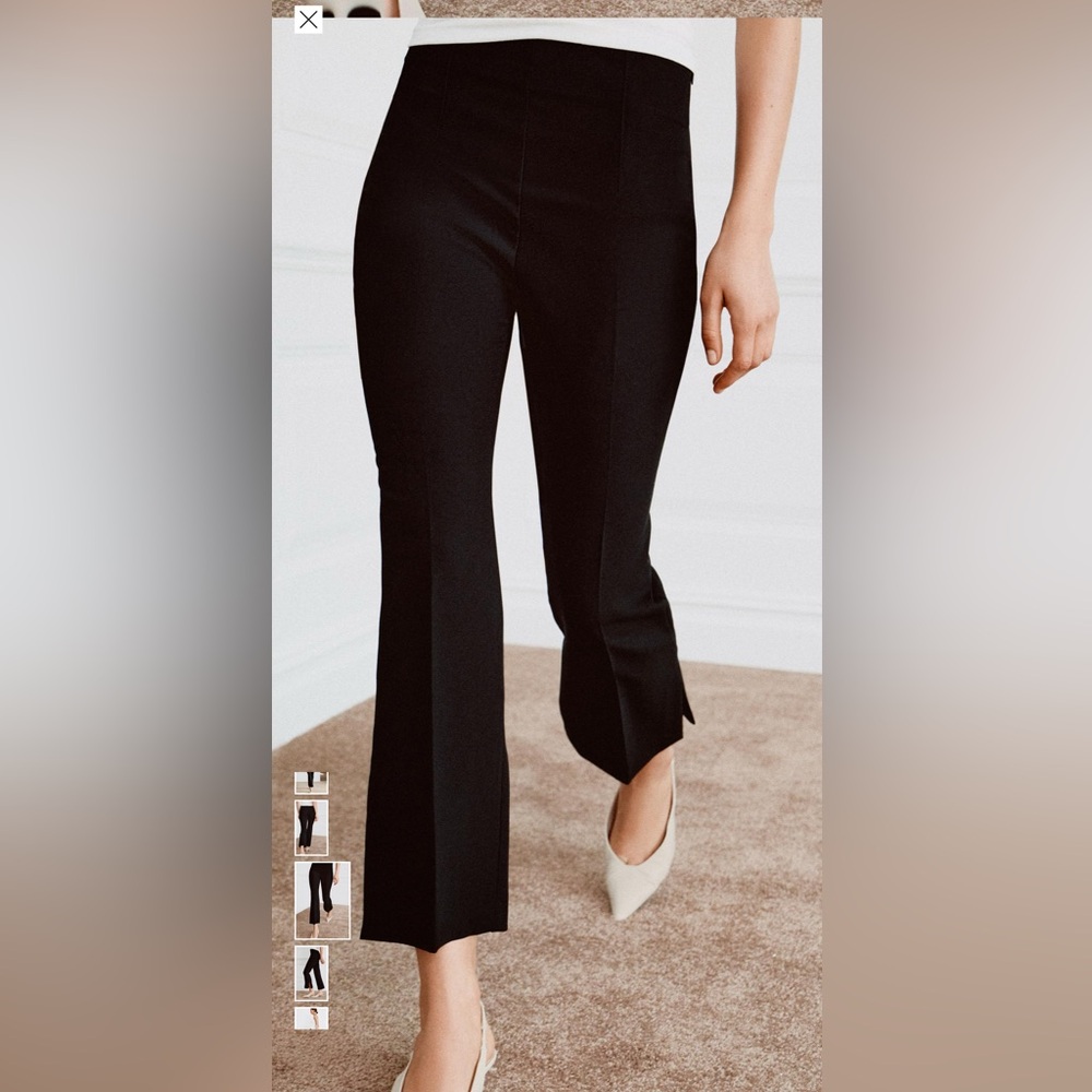 Zara Black Cropped Flare Pants